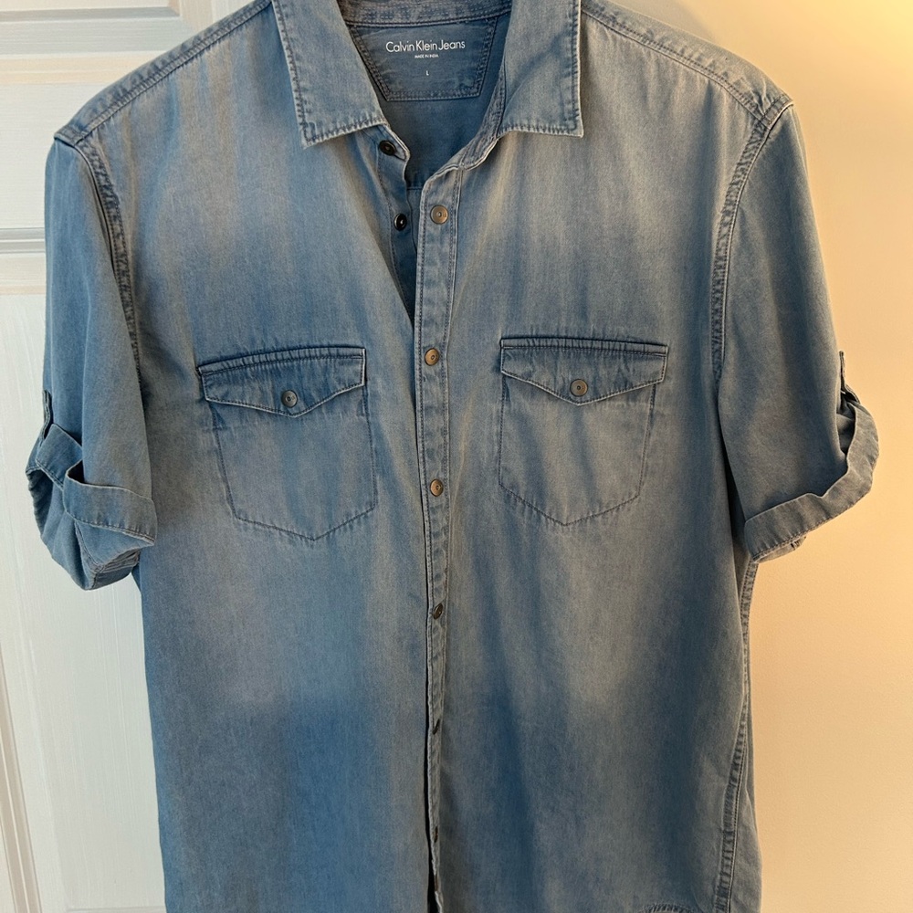 Calvin Klein Men's Blue Denim Shirt Large Never Worn